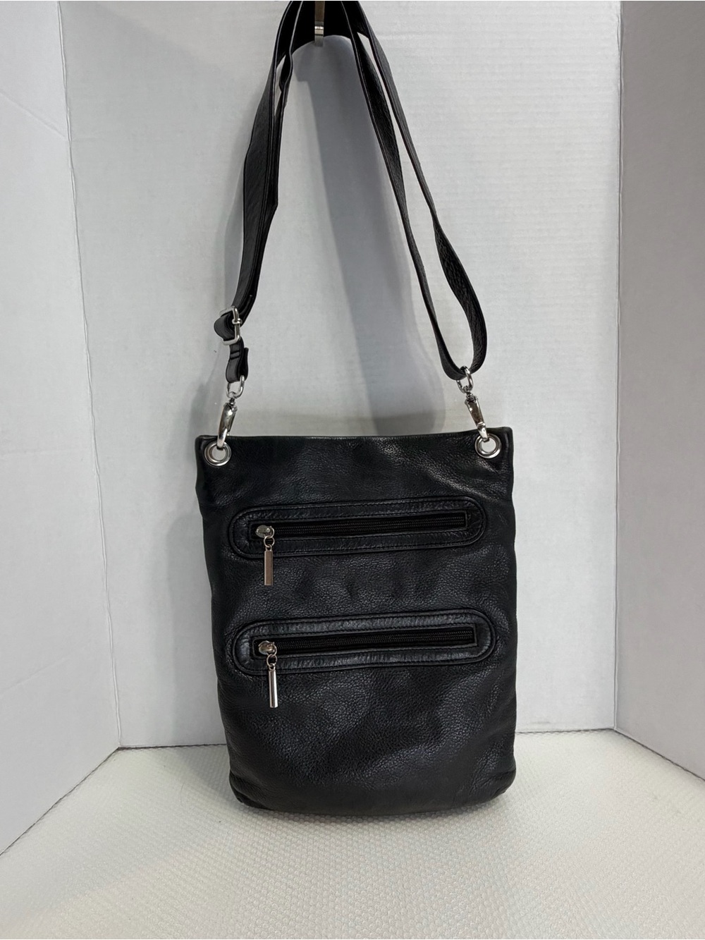 Y2K margot Black Genuine Leather Label Accent